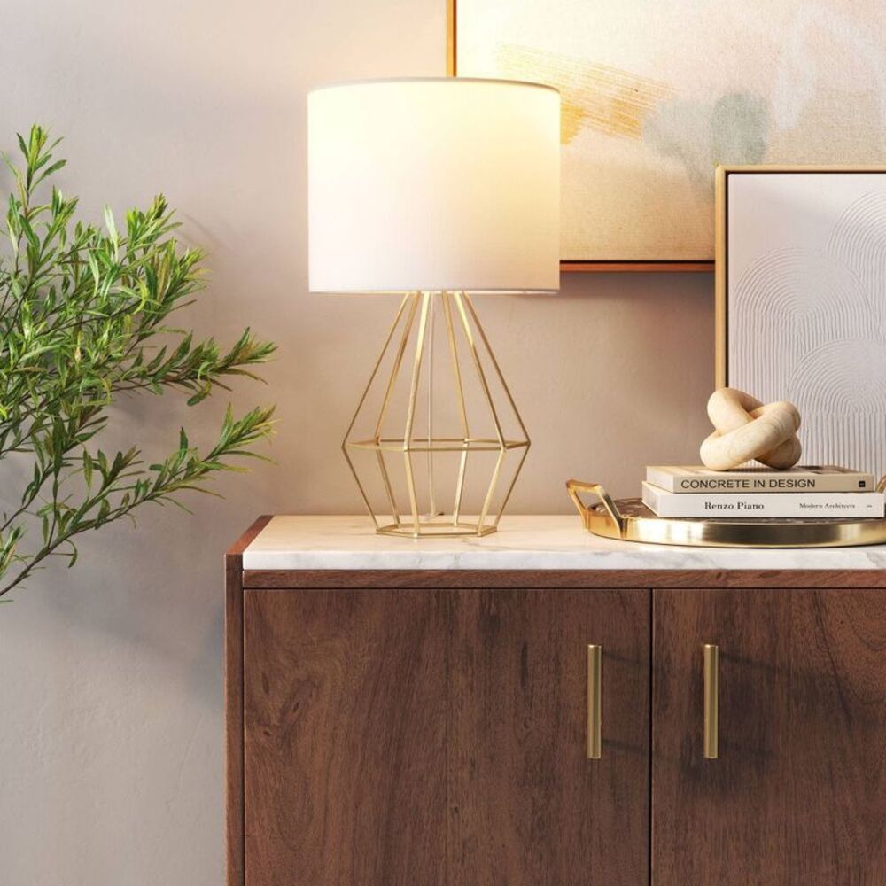 21.5"x11" Large Geo Table Lamp Brass - Threshold